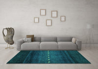 Machine Washable Abstract Turquoise Contemporary Rug, wshcon1599turq