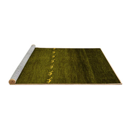 Sideview of Machine Washable Abstract Yellow Contemporary Rug, wshcon1599yw