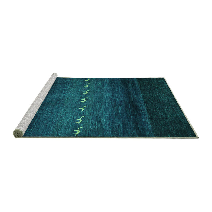 Sideview of Machine Washable Abstract Turquoise Contemporary Area Rugs, wshcon1599turq