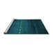 Sideview of Machine Washable Abstract Turquoise Contemporary Area Rugs, wshcon1599turq