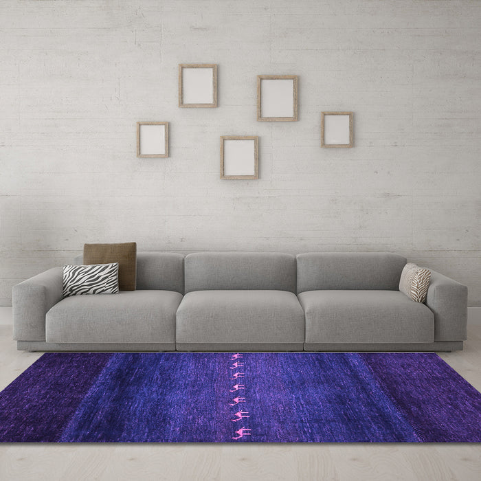 Machine Washable Abstract Purple Contemporary Area Rugs in a Living Room, wshcon1599pur