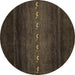 Round Abstract Brown Contemporary Rug, con1599brn