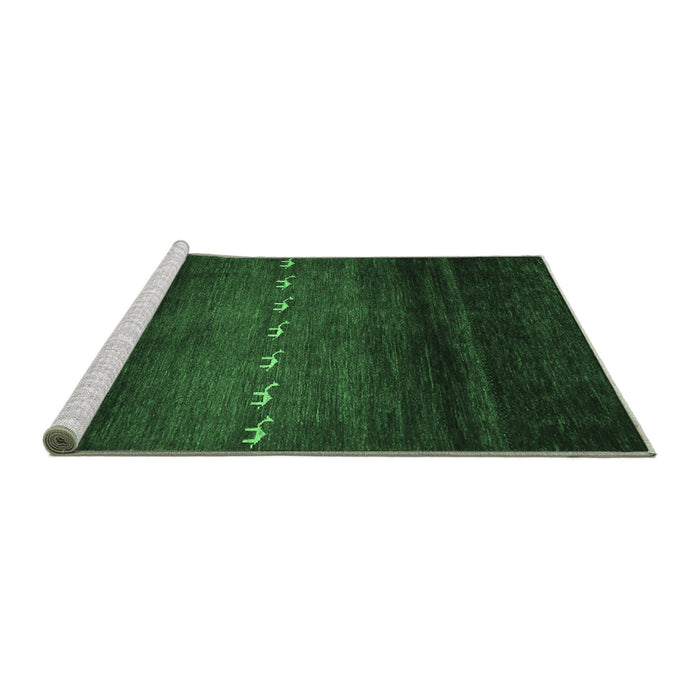 Sideview of Machine Washable Abstract Emerald Green Contemporary Area Rugs, wshcon1599emgrn