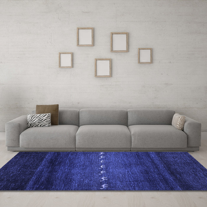 Machine Washable Abstract Blue Contemporary Rug in a Living Room, wshcon1599blu
