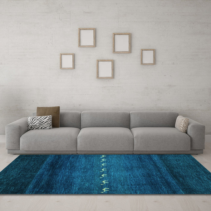 Machine Washable Abstract Light Blue Contemporary Rug in a Living Room, wshcon1599lblu