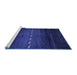 Sideview of Machine Washable Abstract Blue Contemporary Rug, wshcon1599blu