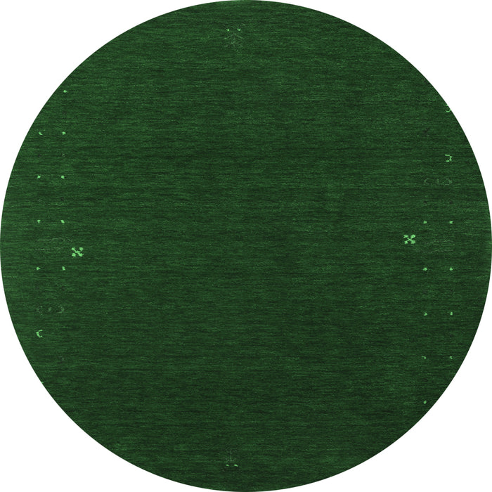 Round Machine Washable Abstract Emerald Green Contemporary Area Rugs, wshcon159emgrn