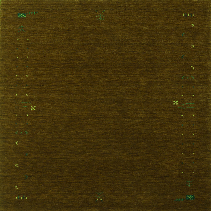 Round Machine Washable Abstract Green Contemporary Area Rugs, wshcon159grn