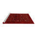 Serging Thickness of Machine Washable Contemporary Brown Red Rug, wshcon1600