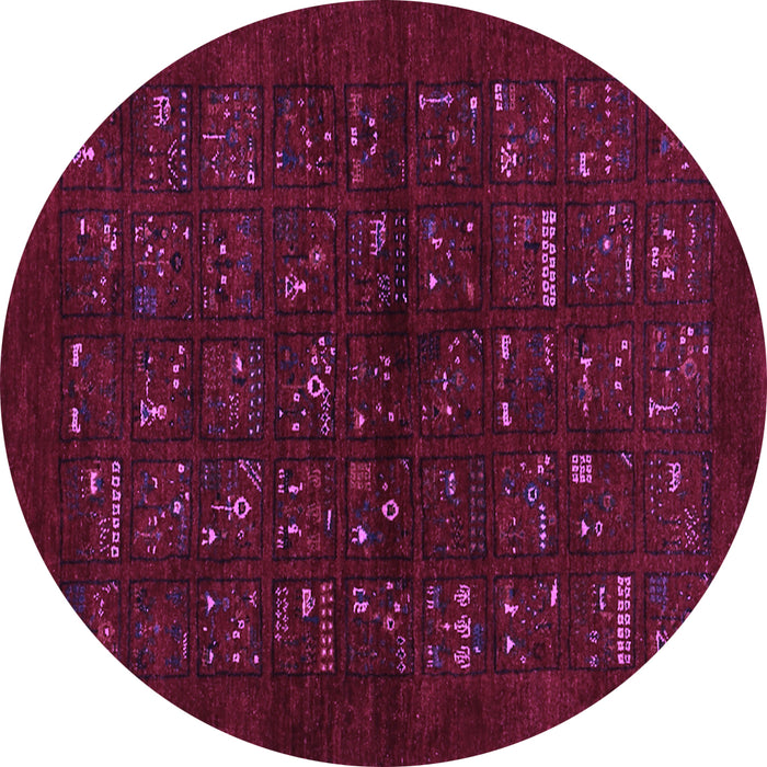 Round Abstract Purple Contemporary Rug, con1600pur