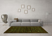 Machine Washable Abstract Green Contemporary Area Rugs in a Living Room,, wshcon1600grn