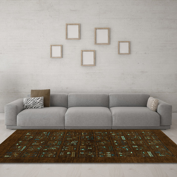 Machine Washable Abstract Turquoise Contemporary Area Rugs in a Living Room,, wshcon1600turq
