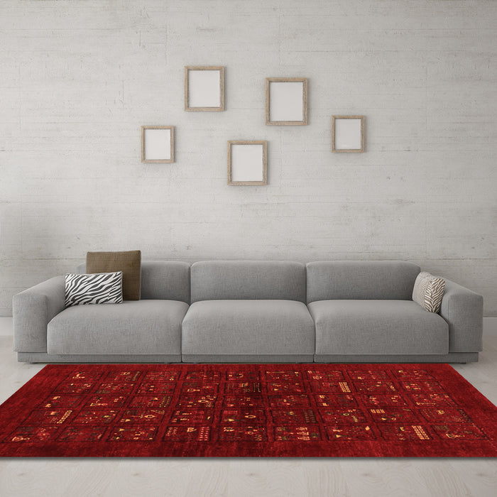 Machine Washable Abstract Orange Contemporary Area Rugs in a Living Room, wshcon1600org