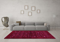 Machine Washable Abstract Pink Contemporary Rug, wshcon1600pnk