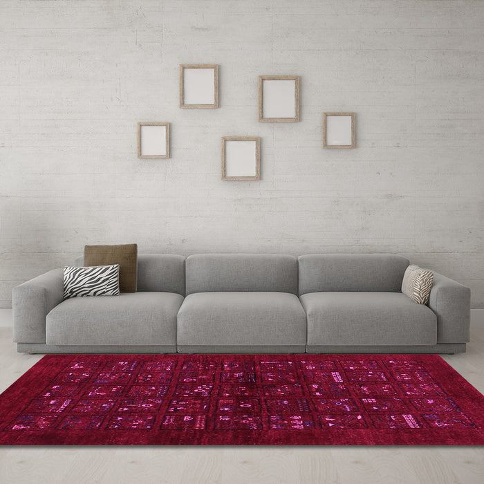 Machine Washable Abstract Pink Contemporary Rug in a Living Room, wshcon1600pnk