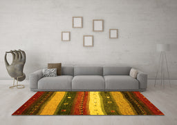 Machine Washable Abstract Yellow Contemporary Rug in a Living Room, wshcon1601yw