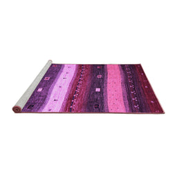 Sideview of Machine Washable Abstract Purple Contemporary Area Rugs, wshcon1601pur