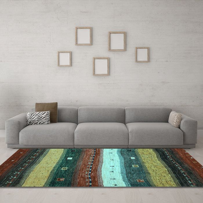 Machine Washable Abstract Light Blue Contemporary Rug in a Living Room, wshcon1601lblu