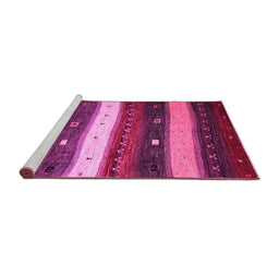 Sideview of Machine Washable Abstract Pink Contemporary Rug, wshcon1601pnk