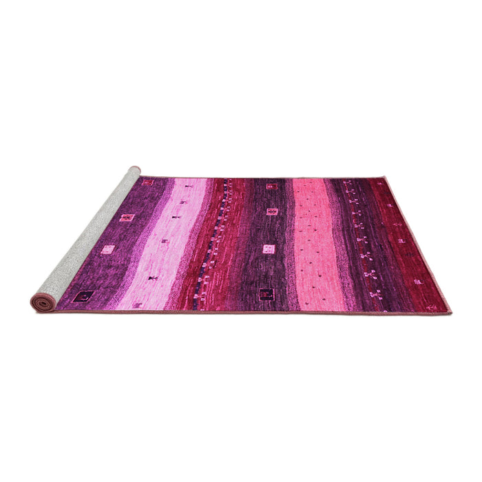 Sideview of Machine Washable Abstract Pink Contemporary Rug, wshcon1601pnk