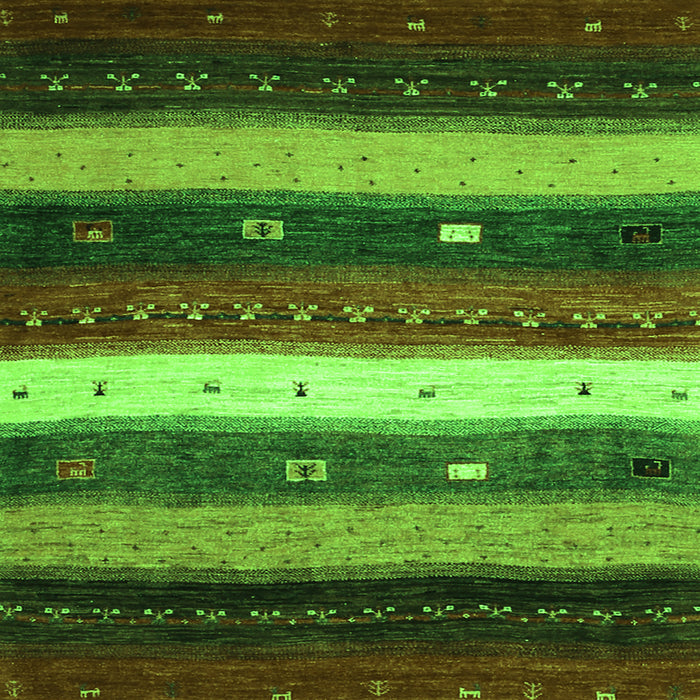 Round Machine Washable Abstract Green Contemporary Area Rugs, wshcon1601grn