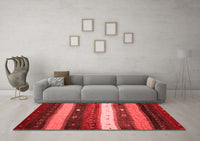 Machine Washable Abstract Red Contemporary Rug, wshcon1601red