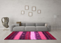 Machine Washable Abstract Pink Contemporary Rug, wshcon1601pnk