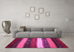 Machine Washable Abstract Pink Contemporary Rug in a Living Room, wshcon1601pnk
