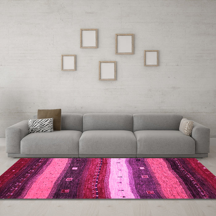 Machine Washable Abstract Pink Contemporary Rug in a Living Room, wshcon1601pnk