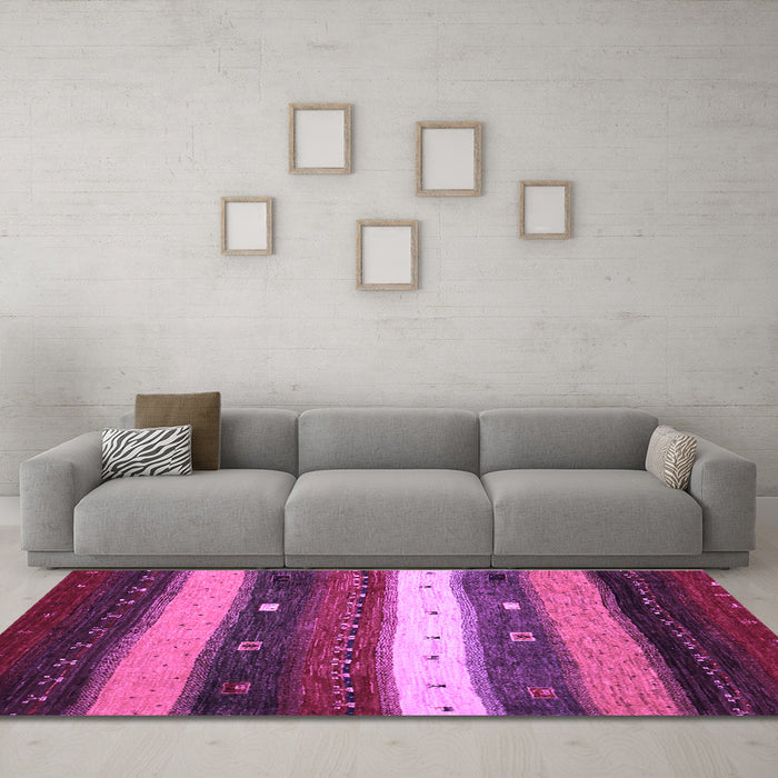 Machine Washable Abstract Purple Contemporary Area Rugs in a Living Room, wshcon1601pur