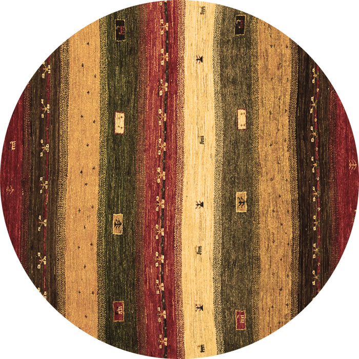 Round Abstract Brown Contemporary Rug, con1601brn