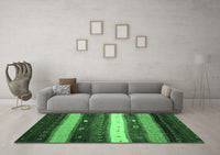 Machine Washable Abstract Emerald Green Contemporary Rug, wshcon1601emgrn