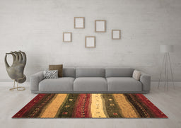 Machine Washable Abstract Brown Contemporary Rug in a Living Room,, wshcon1601brn