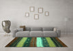 Machine Washable Abstract Turquoise Contemporary Area Rugs in a Living Room,, wshcon1601turq