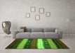 Machine Washable Abstract Green Contemporary Area Rugs in a Living Room,, wshcon1601grn