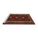 Serging Thickness of Machine Washable Contemporary Red Brown Rug, wshcon1602