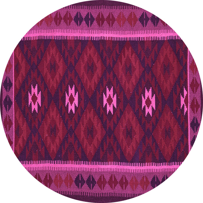 Round Machine Washable Oriental Pink Traditional Rug, wshcon1602pnk