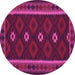 Round Machine Washable Oriental Pink Traditional Rug, wshcon1602pnk