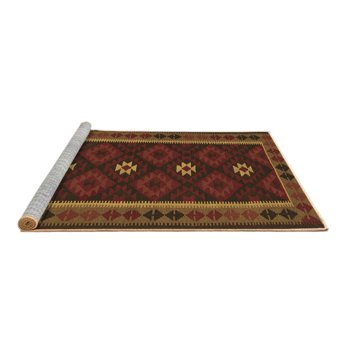 Sideview of Machine Washable Oriental Brown Traditional Rug, wshcon1602brn