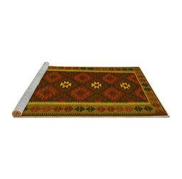 Sideview of Machine Washable Oriental Yellow Traditional Rug, wshcon1602yw