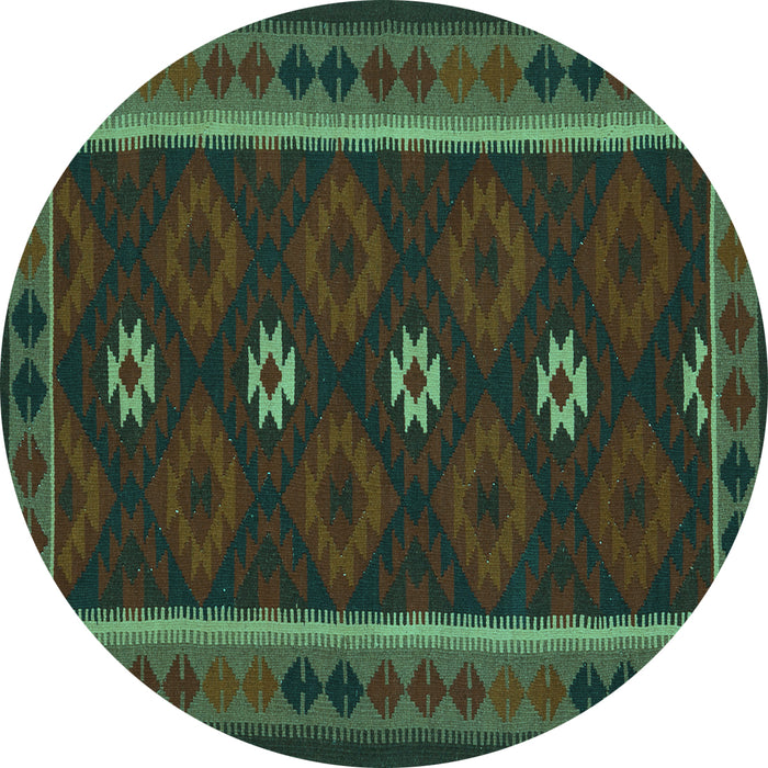 Round Oriental Turquoise Traditional Rug, con1602turq