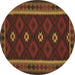 Round Machine Washable Oriental Brown Traditional Rug, wshcon1602brn