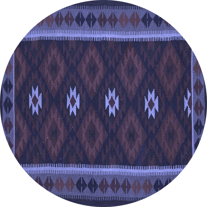 Round Oriental Blue Traditional Rug, con1602blu