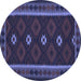 Round Oriental Blue Traditional Rug, con1602blu