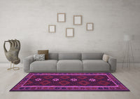 Machine Washable Oriental Purple Traditional Rug, wshcon1602pur