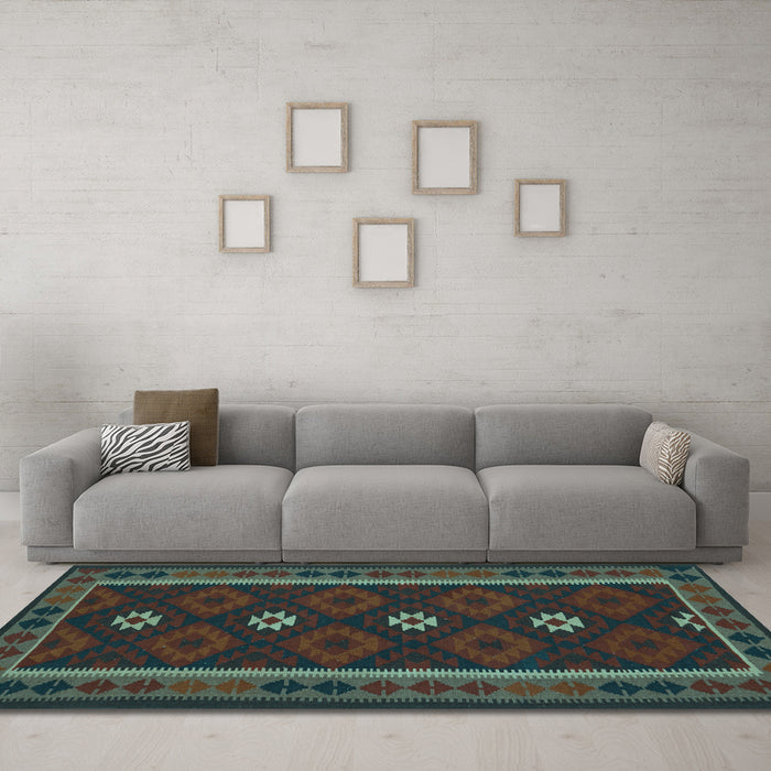 Machine Washable Oriental Light Blue Traditional Rug in a Living Room, wshcon1602lblu
