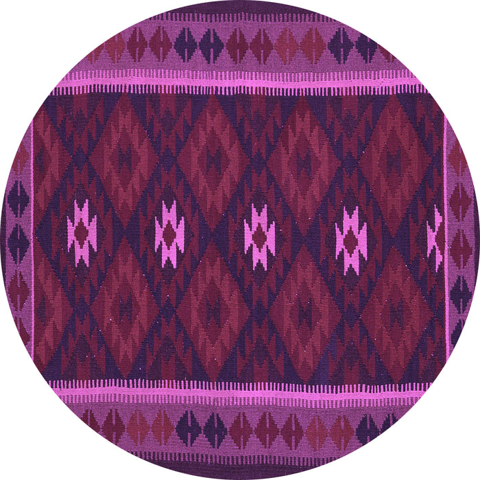 Round Machine Washable Oriental Purple Traditional Area Rugs, wshcon1602pur