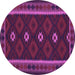 Round Machine Washable Oriental Purple Traditional Area Rugs, wshcon1602pur