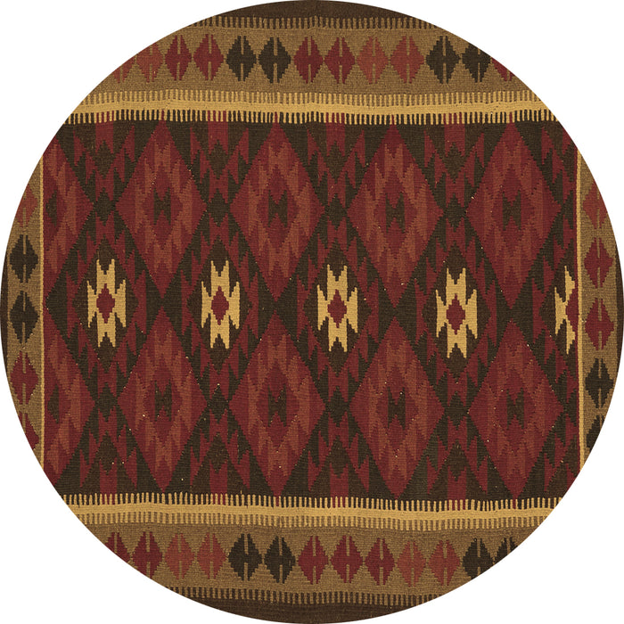 Round Oriental Brown Traditional Rug, con1602brn