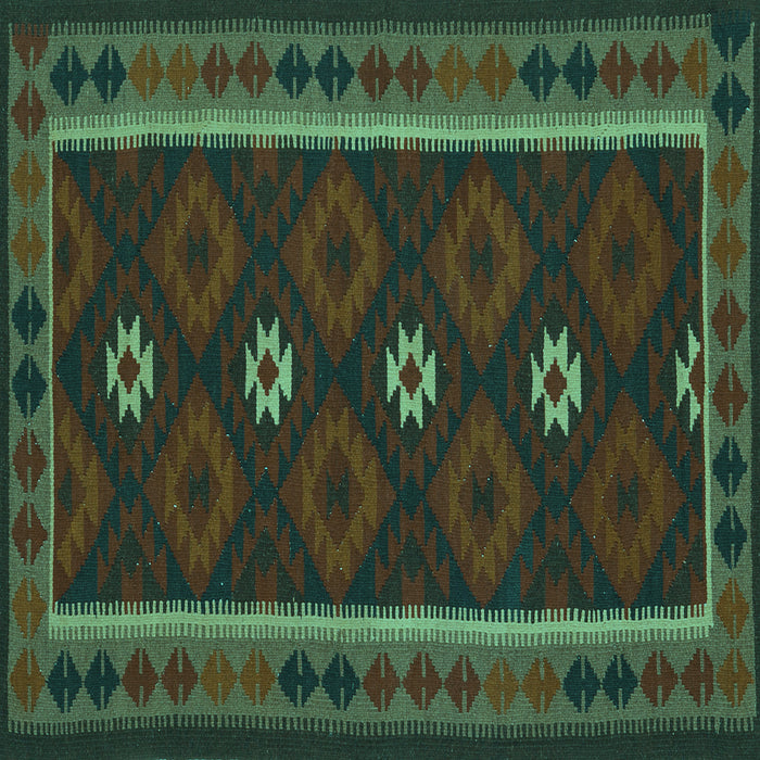 Square Oriental Turquoise Traditional Rug, con1602turq